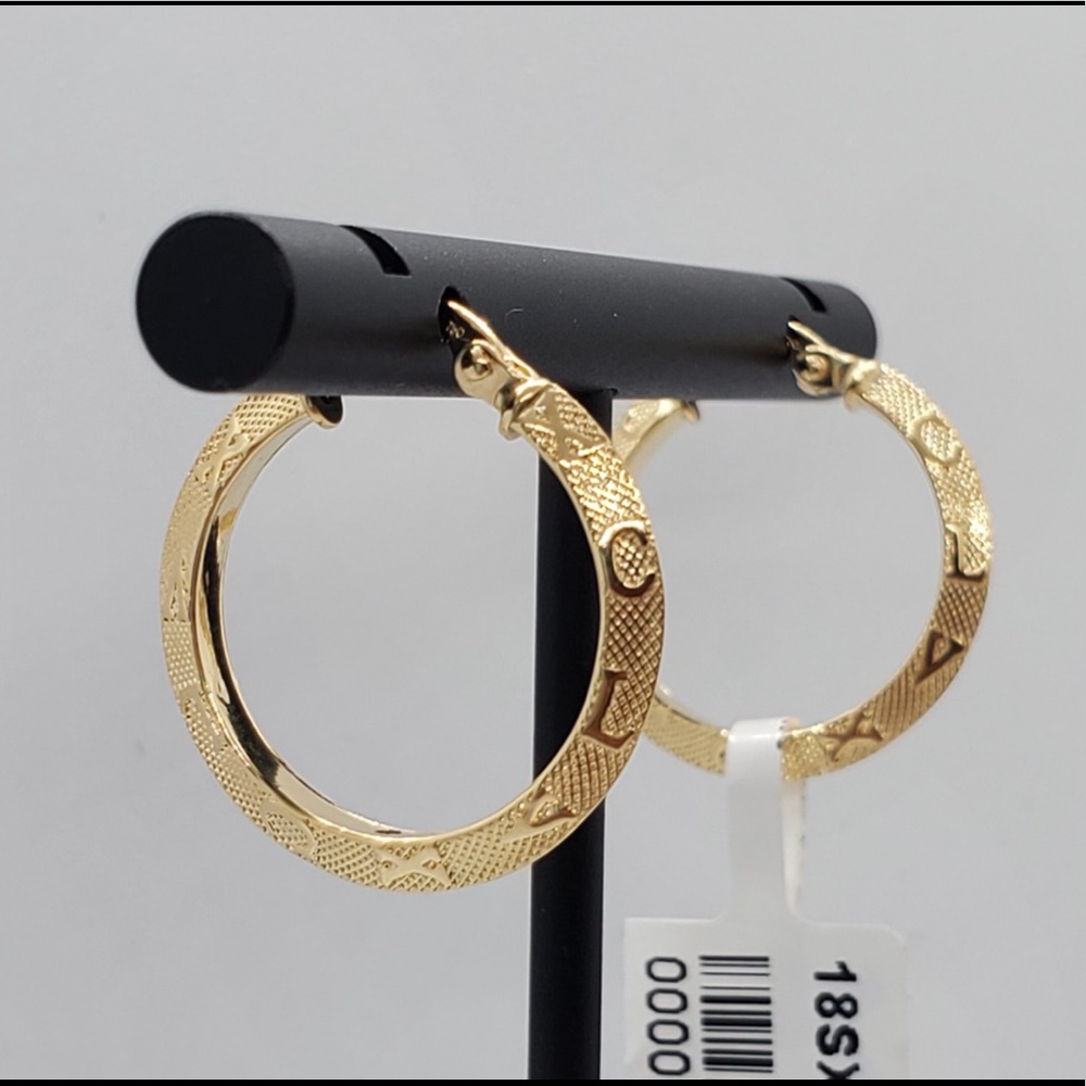 18k Solid Gold Hoop Earrings - Picture 1 of 11